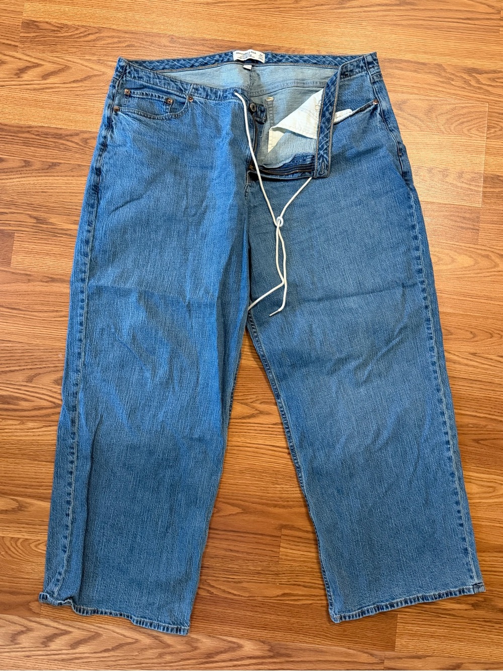 Abercrombie Curve Love Ultra Loose Low Rise Linen Blend Jeans 34 Regular